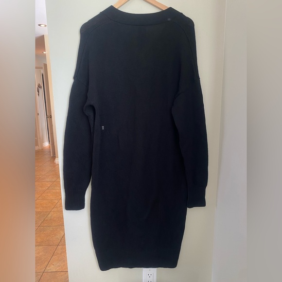 KIT AND ACE Black V-neck Sweater Midi Dress in 99% Merino wool with Nylon Large - Picture 5 of 14